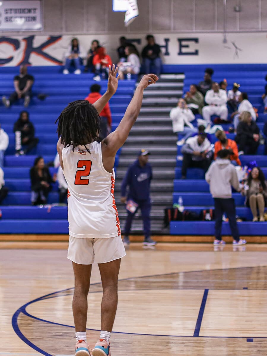 Free-throw follow-through from behind