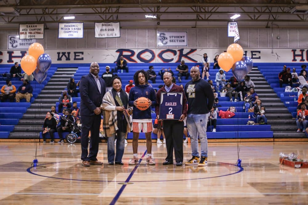 Senior Night ceremony at center court